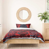 New Zealand Taiaha Maori Bedding Set Whero Minimalist Silver Fern Tukutuku Motif LT9 - Polynesian Pride