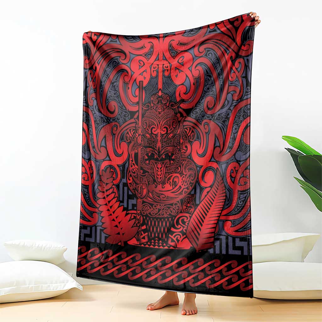 New Zealand Taiaha Maori Blanket Whero Minimalist Silver Fern Tukutuku Motif
