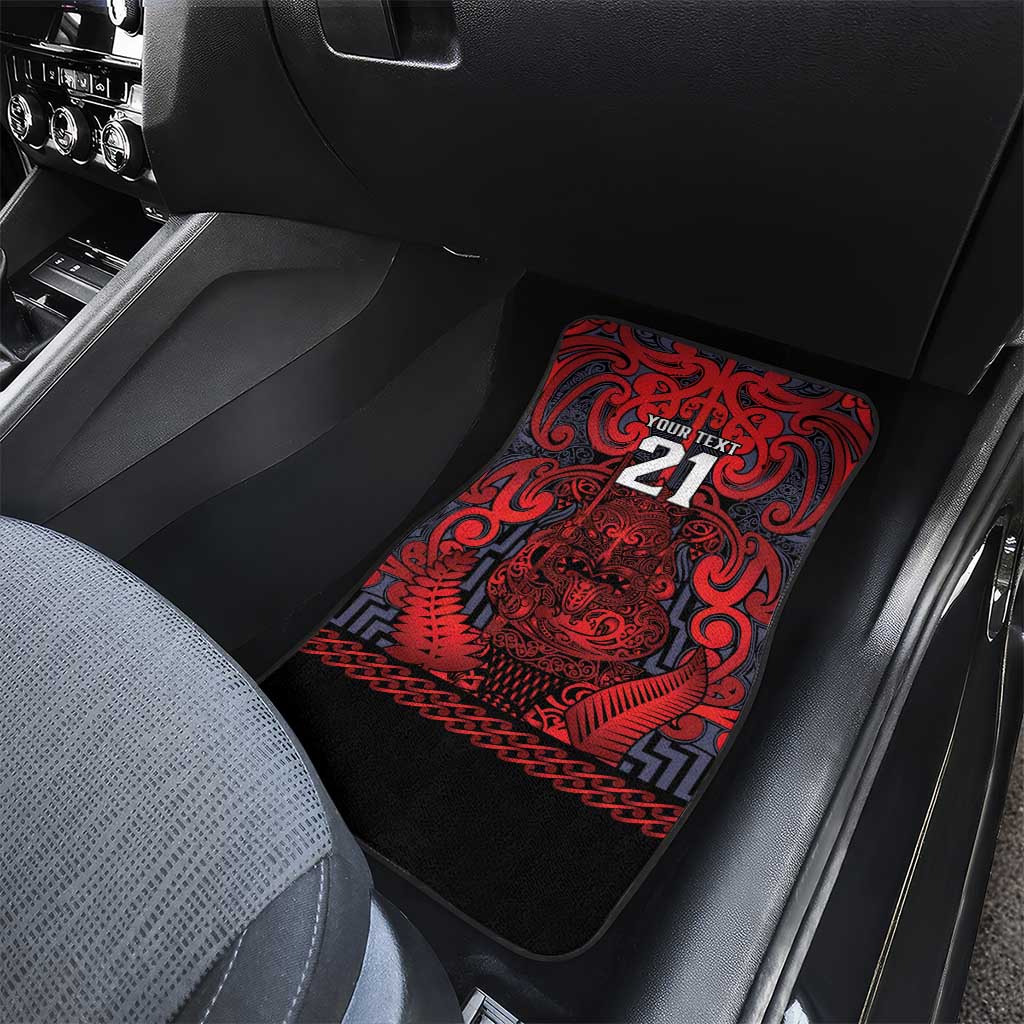Custom New Zealand Taiaha Maori Car Mats Whero Minimalist Silver Fern Tukutuku Motif LT9 - Polynesian Pride