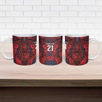 Custom New Zealand Taiaha Maori Ceramic Mug Whero Minimalist Silver Fern Tukutuku Motif LT9 - Polynesian Pride