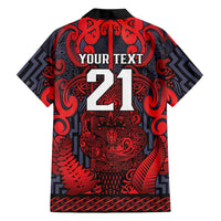 Custom New Zealand Taiaha Maori Family Matching Short Sleeve Bodycon Dress and Hawaiian Shirt Whero Minimalist Silver Fern Tukutuku Motif LT9 - Polynesian Pride