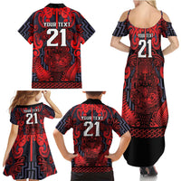 Custom New Zealand Taiaha Maori Family Matching Summer Maxi Dress and Hawaiian Shirt Whero Minimalist Silver Fern Tukutuku Motif LT9 - Polynesian Pride