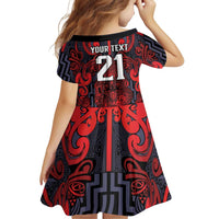 Custom New Zealand Taiaha Maori Family Matching Tank Maxi Dress and Hawaiian Shirt Whero Minimalist Silver Fern Tukutuku Motif LT9 - Polynesian Pride