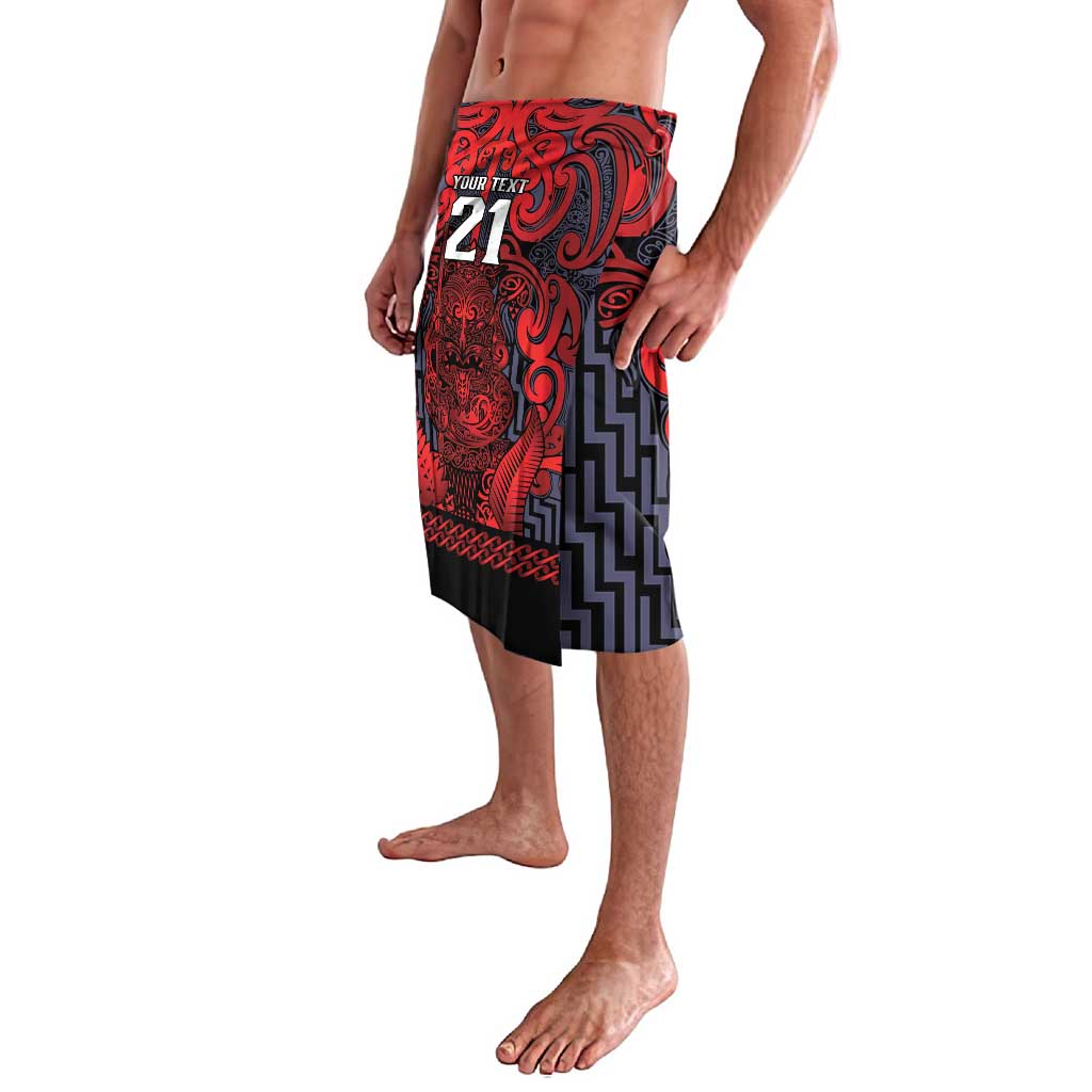 Custom New Zealand Taiaha Maori Lavalava Whero Minimalist Silver Fern Tukutuku Motif LT9 - Polynesian Pride