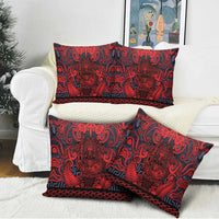 New Zealand Taiaha Maori Pillow Cover Whero Minimalist Silver Fern Tukutuku Motif LT9 - Polynesian Pride