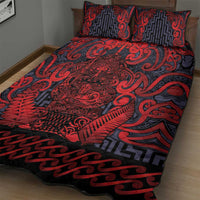 New Zealand Taiaha Maori Quilt Bed Set Whero Minimalist Silver Fern Tukutuku Motif LT9 - Polynesian Pride