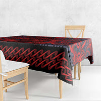New Zealand Taiaha Maori Tablecloth Whero Minimalist Silver Fern Tukutuku Motif LT9 - Polynesian Pride