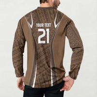 Custom Oceania Football Bula Fiji Button Sweatshirt Polynesian Tribal Pattern