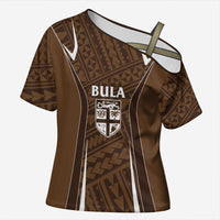 Custom Oceania Football Bula Fiji Cross Shoulder Shirt Polynesian Tribal Pattern