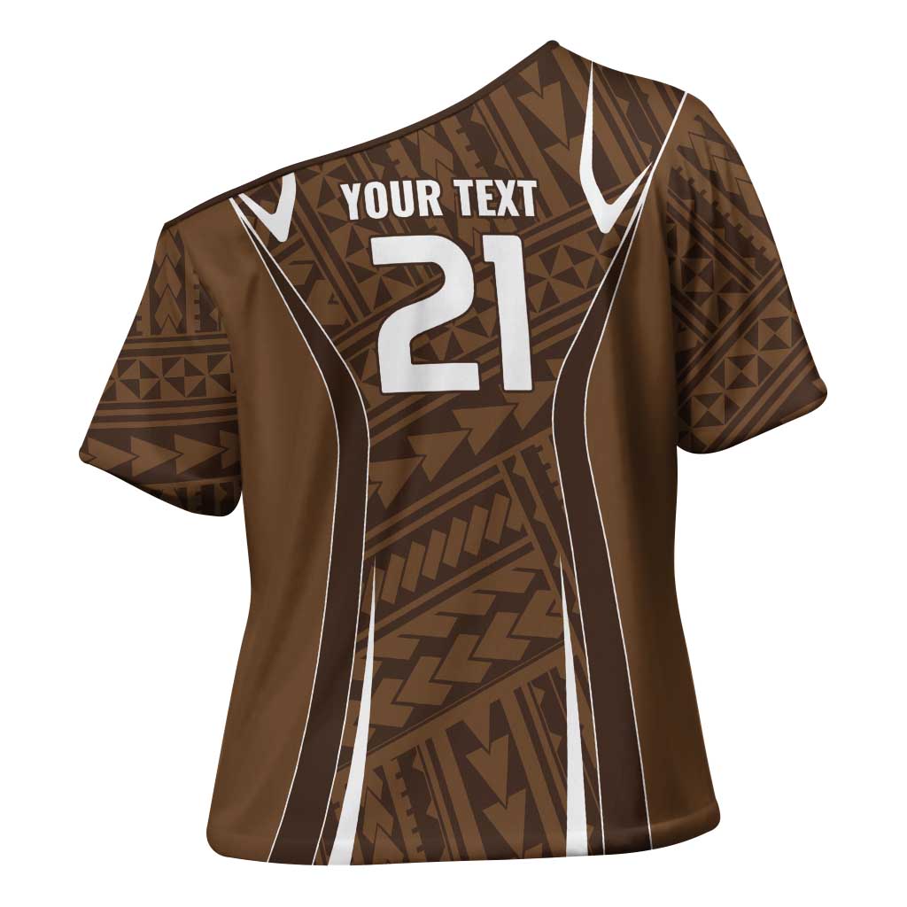 Custom Oceania Football Bula Fiji Cross Shoulder Shirt Polynesian Tribal Pattern