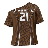 Custom Oceania Football Bula Fiji Cross Shoulder Shirt Polynesian Tribal Pattern