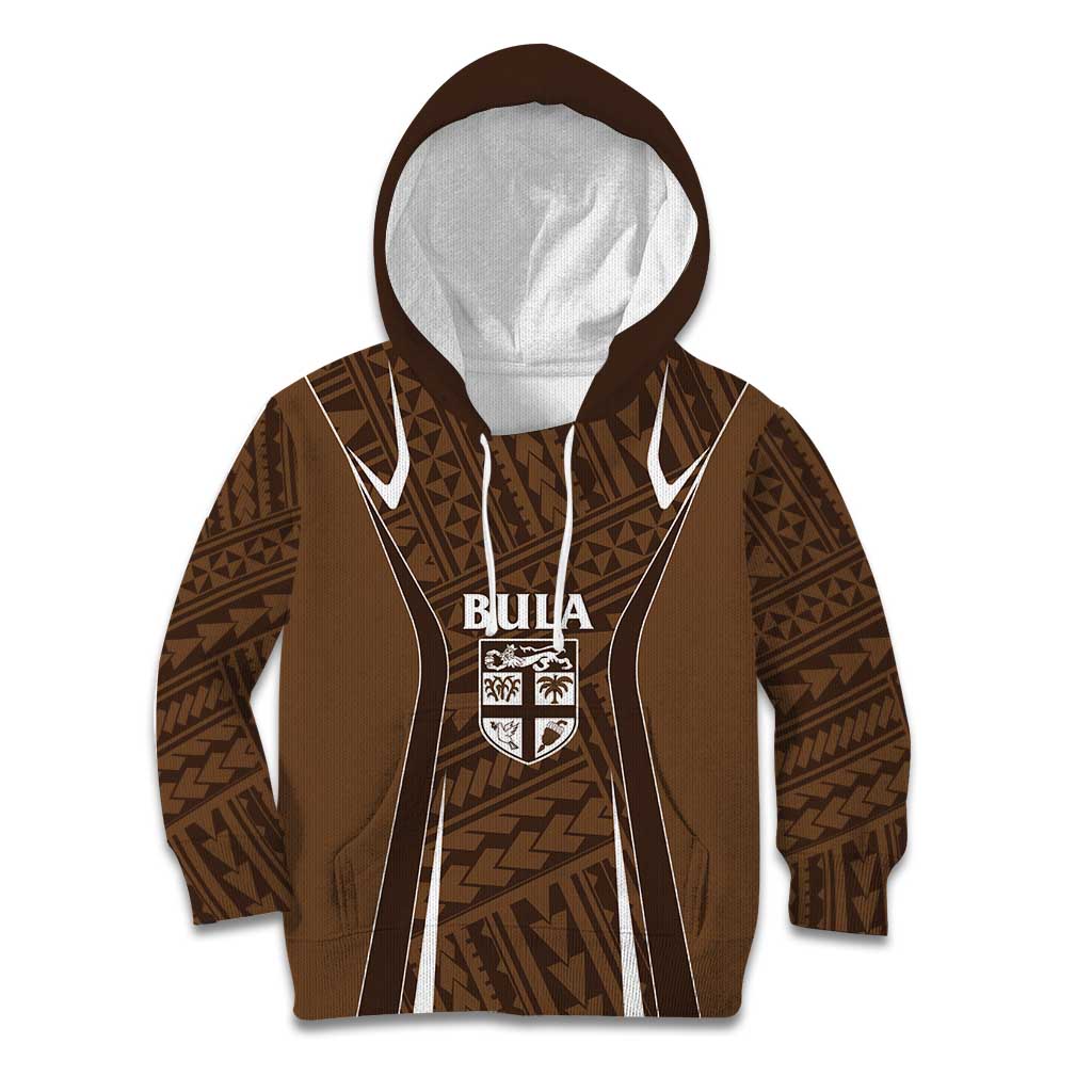 Custom Oceania Football Bula Fiji Kid Hoodie Polynesian Tribal Pattern