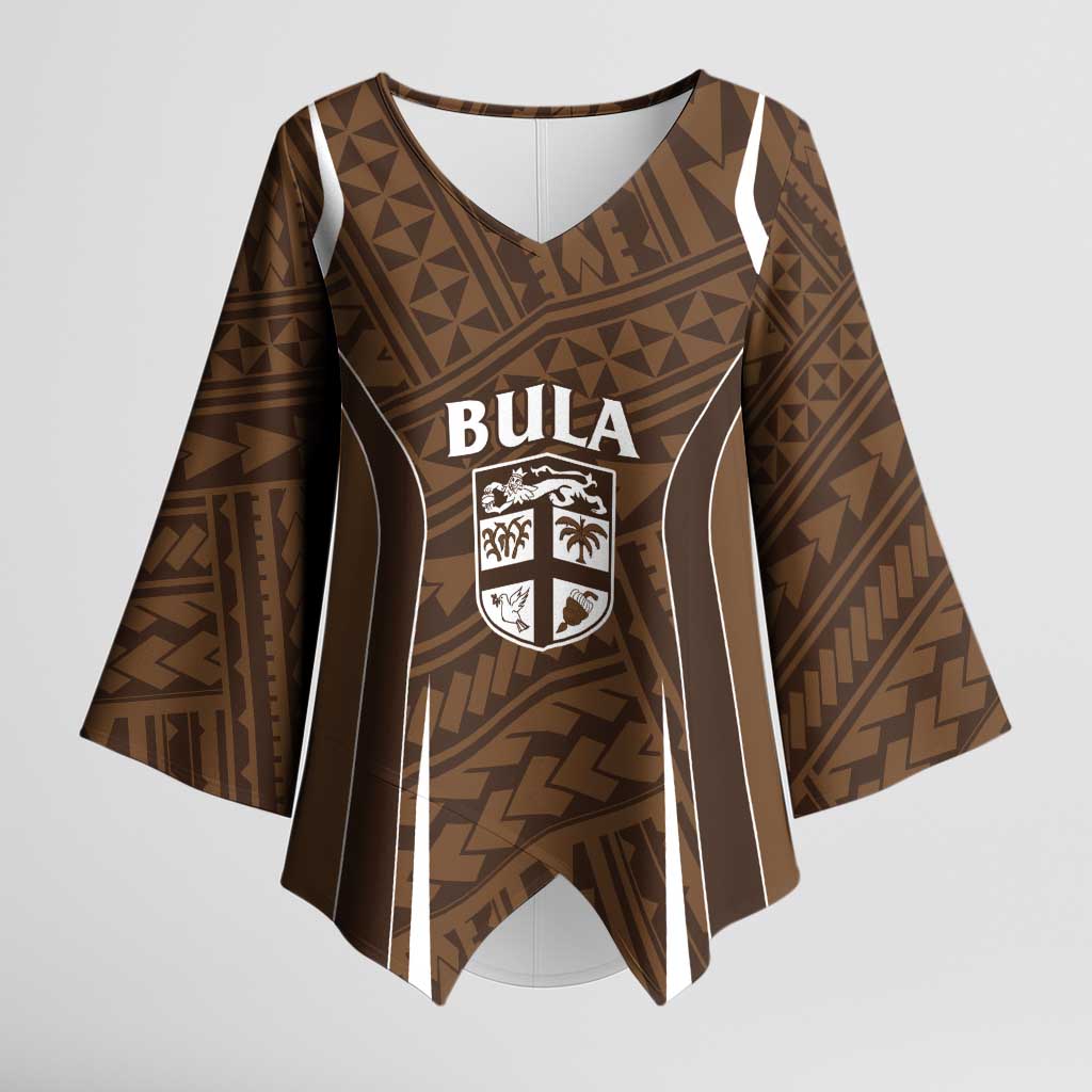 Custom Oceania Football Bula Fiji Kimono Sleeve Blouse Polynesian Tribal Pattern
