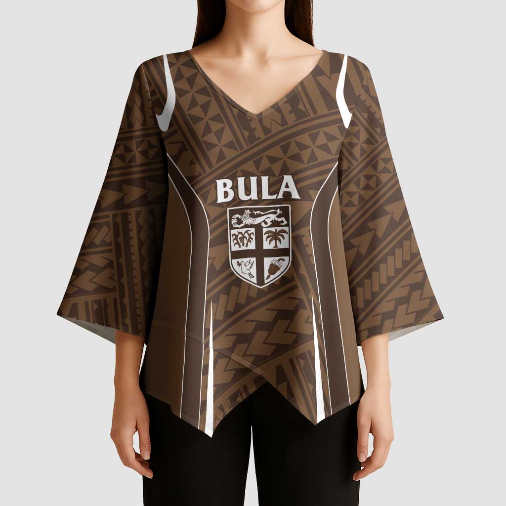 Custom Oceania Football Bula Fiji Kimono Sleeve Blouse Polynesian Tribal Pattern
