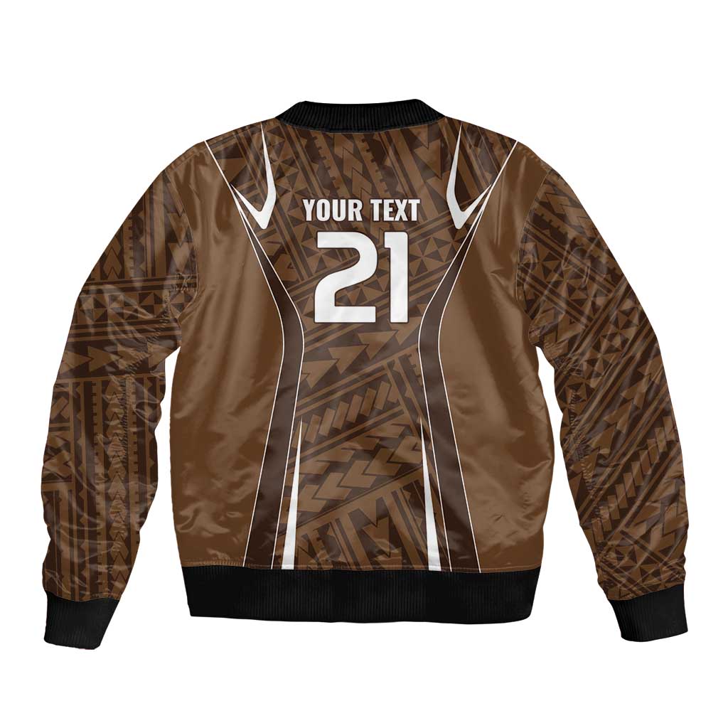 Custom Oceania Football Bula Fiji Sleeve Zip Bomber Jacket Polynesian Tribal Pattern