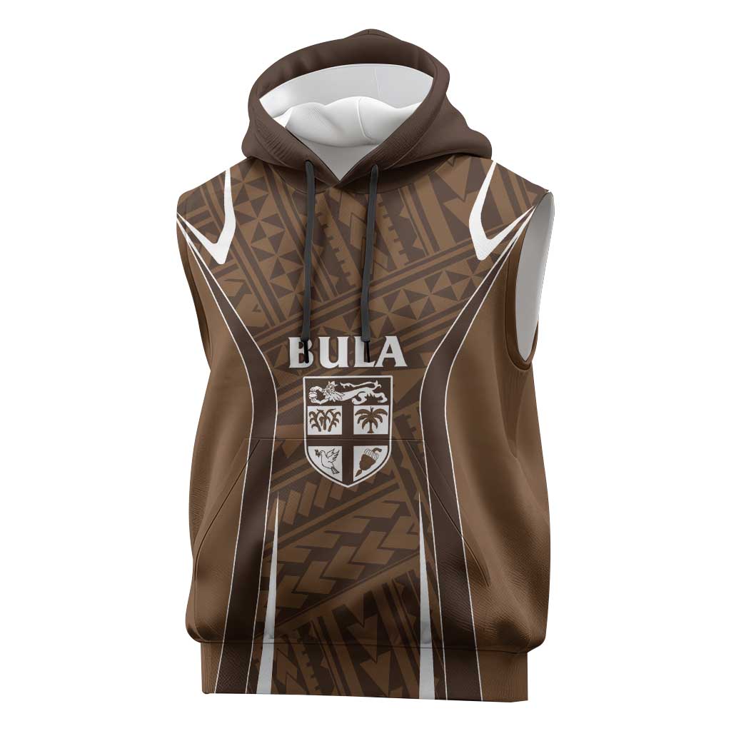 Custom Oceania Football Bula Fiji Sleeveless Hoodie Polynesian Tribal Pattern