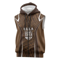 Custom Oceania Football Bula Fiji Sleeveless Zip Hoodie Polynesian Tribal Pattern