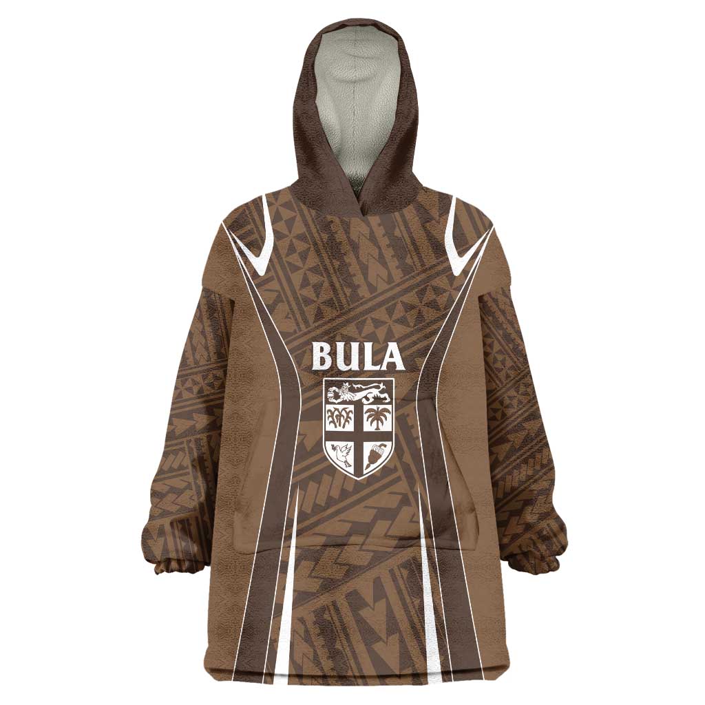 Custom Oceania Football Bula Fiji Wearable Blanket Hoodie Polynesian Tribal Pattern