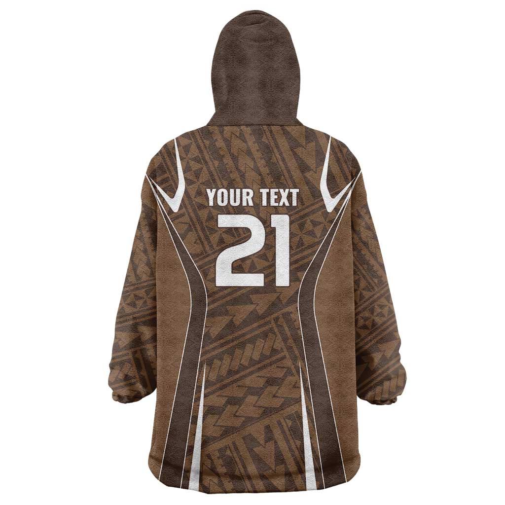 Custom Oceania Football Bula Fiji Wearable Blanket Hoodie Polynesian Tribal Pattern
