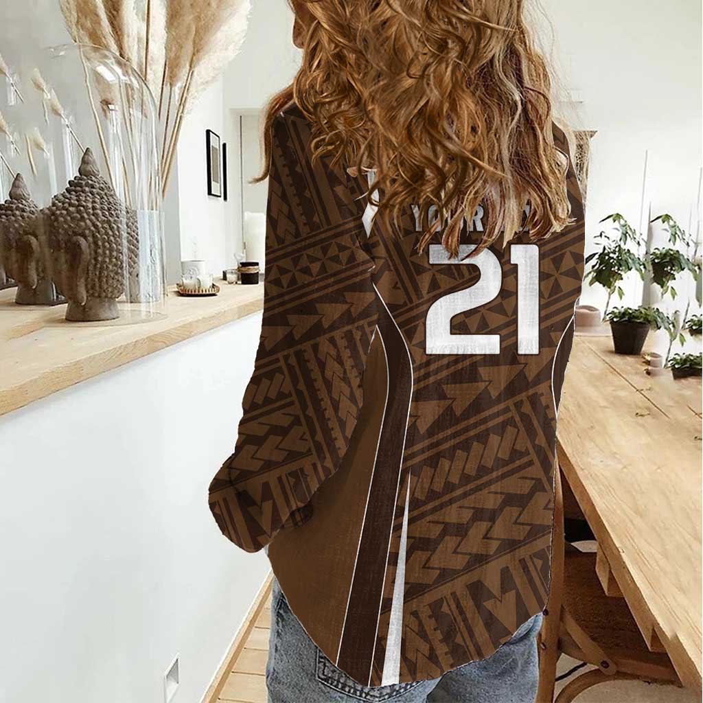 Custom Oceania Football Bula Fiji Women Casual Shirt Polynesian Tribal Pattern