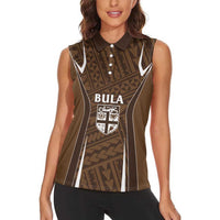 Custom Oceania Football Bula Fiji Women Sleeveless Polo Shirt Polynesian Tribal Pattern