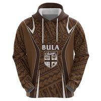 Custom Oceania Football Bula Fiji Zip Hoodie Polynesian Tribal Pattern