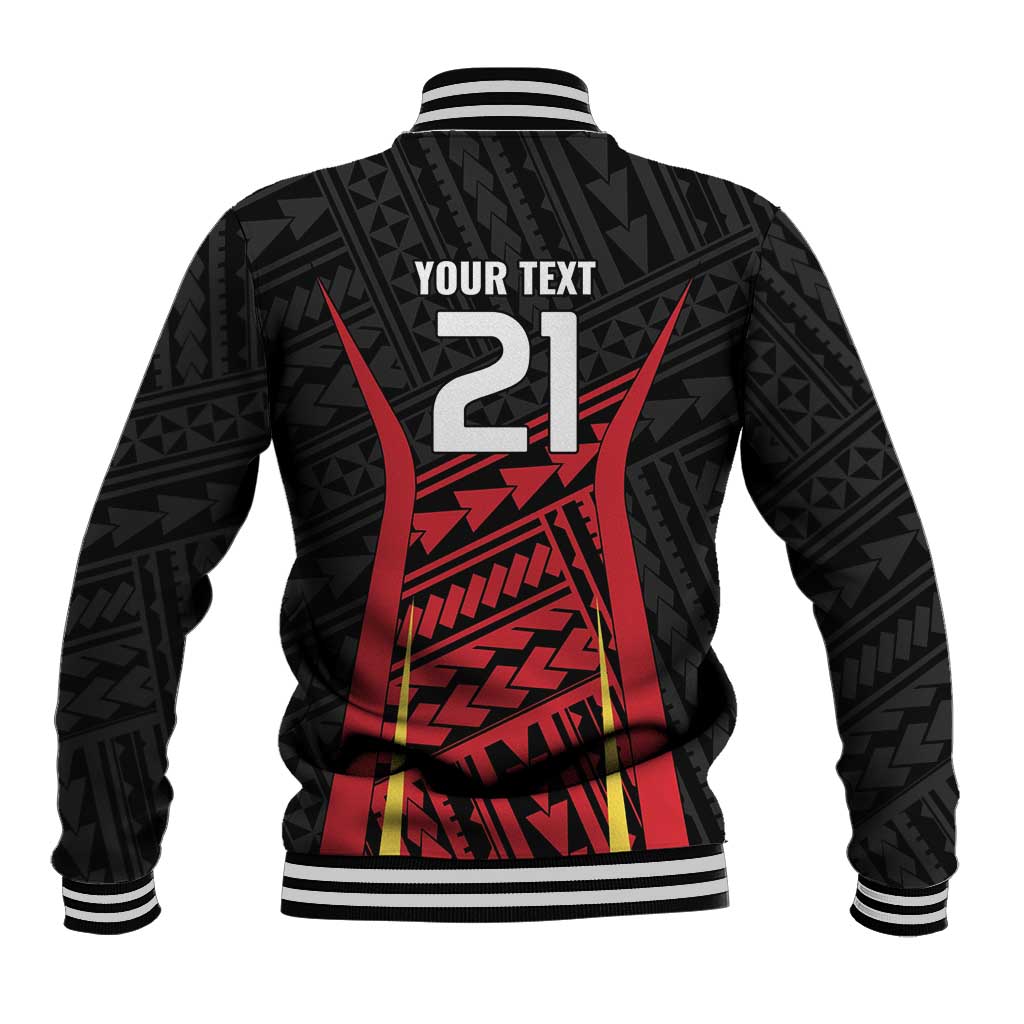 Custom Oceania Football Papua New Guinea Baseball Jacket Polynesian Tribal Pattern