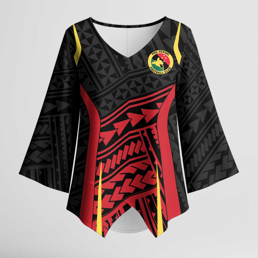 Custom Oceania Football Papua New Guinea Kimono Sleeve Blouse Polynesian Tribal Pattern