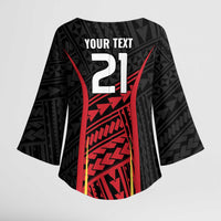 Custom Oceania Football Papua New Guinea Kimono Sleeve Blouse Polynesian Tribal Pattern