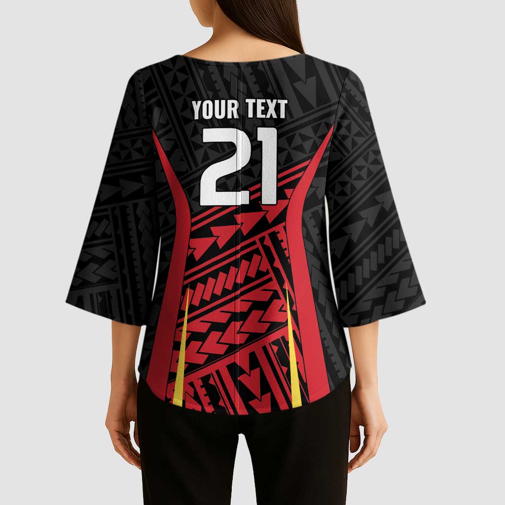 Custom Oceania Football Papua New Guinea Kimono Sleeve Blouse Polynesian Tribal Pattern