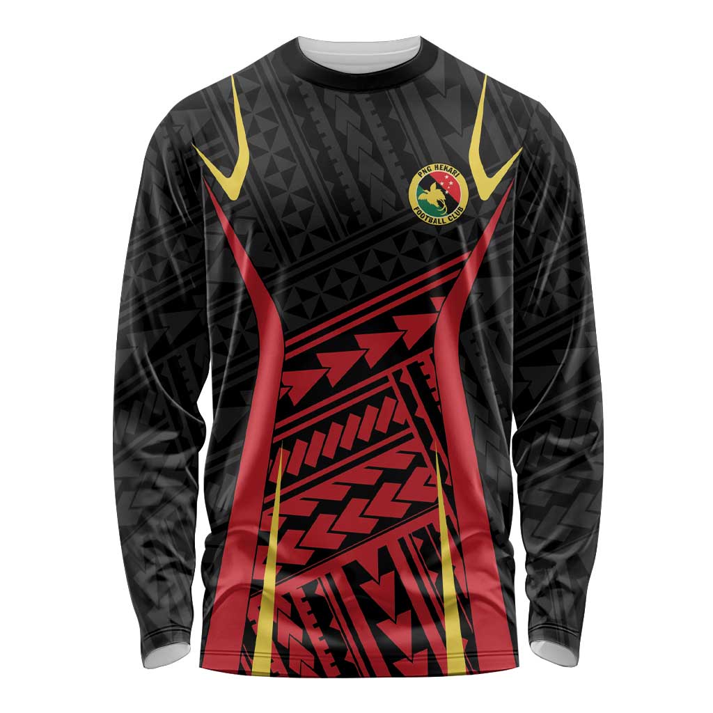 Custom Oceania Football Papua New Guinea Long Sleeve Shirt Polynesian Tribal Pattern