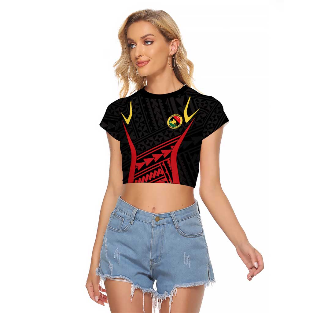 Custom Oceania Football Papua New Guinea Raglan Cropped T Shirt Polynesian Tribal Pattern