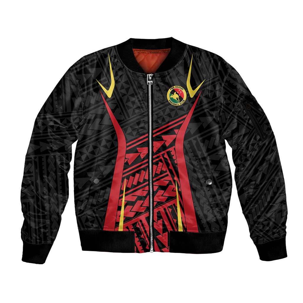 Custom Oceania Football Papua New Guinea Sleeve Zip Bomber Jacket Polynesian Tribal Pattern