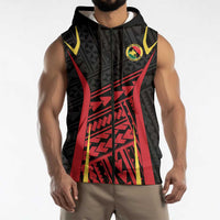 Custom Oceania Football Papua New Guinea Sleeveless Zip Hoodie Polynesian Tribal Pattern