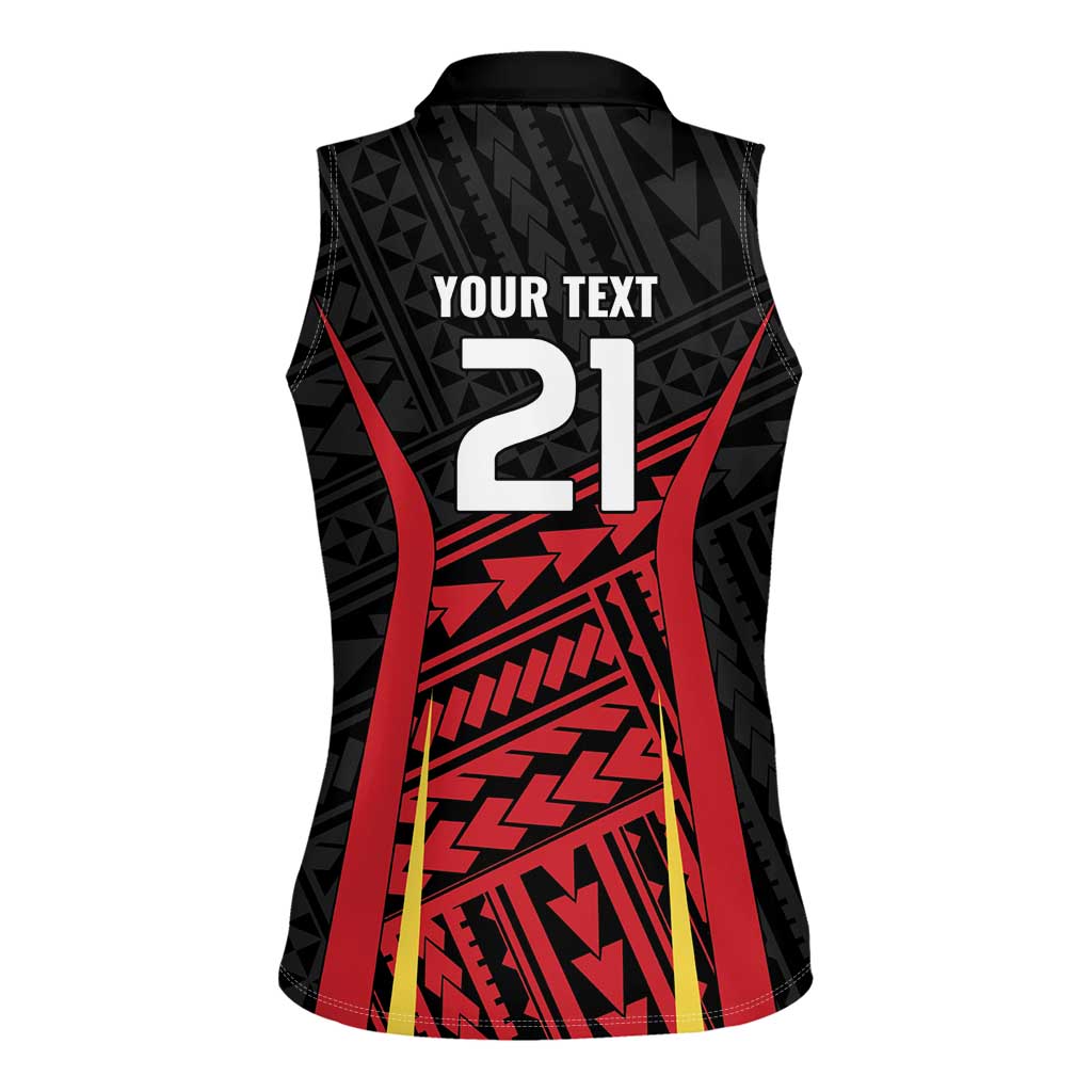 Custom Oceania Football Papua New Guinea Women Sleeveless Polo Shirt Polynesian Tribal Pattern