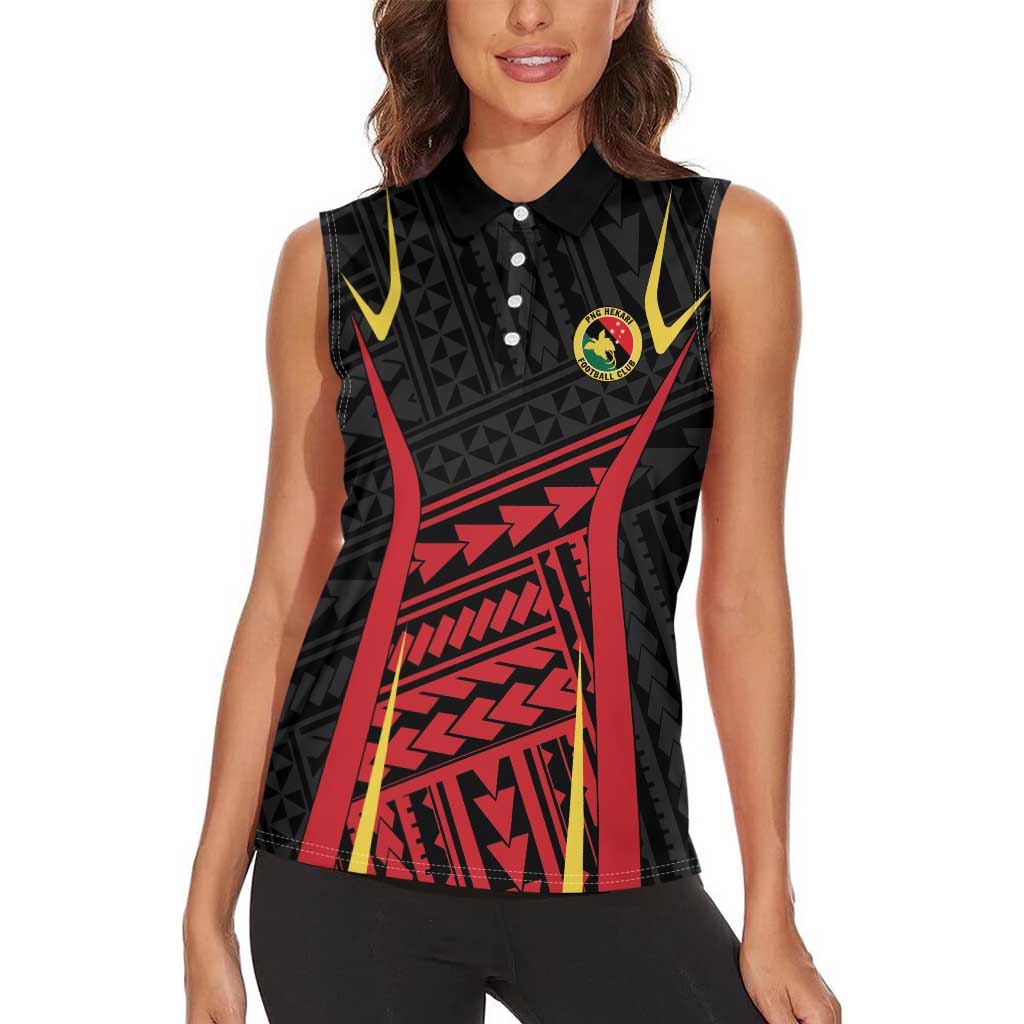 Custom Oceania Football Papua New Guinea Women Sleeveless Polo Shirt Polynesian Tribal Pattern