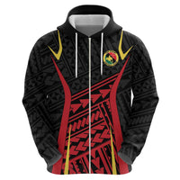 Custom Oceania Football Papua New Guinea Zip Hoodie Polynesian Tribal Pattern