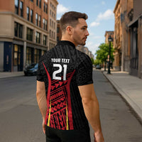 Custom Oceania Football Papua New Guinea Zipper Polo Shirt Polynesian Tribal Pattern