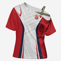 Custom Oceania Football Tahiti Cross Shoulder Shirt Polynesian Tribal Pattern