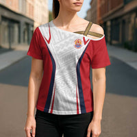 Custom Oceania Football Tahiti Cross Shoulder Shirt Polynesian Tribal Pattern