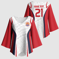 Custom Oceania Football Tahiti Kimono Sleeve Blouse Polynesian Tribal Pattern
