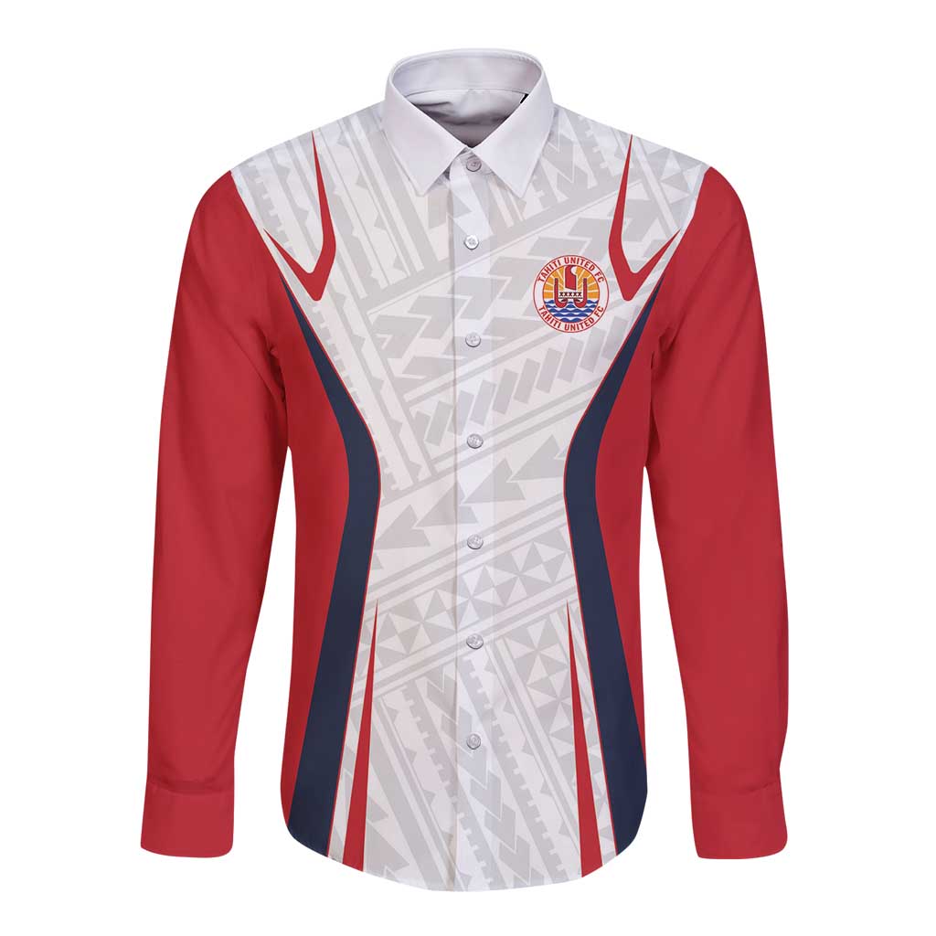 Custom Oceania Football Tahiti Long Sleeve Button Shirt Polynesian Tribal Pattern