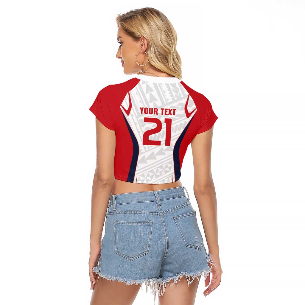 Custom Oceania Football Tahiti Raglan Cropped T Shirt Polynesian Tribal Pattern