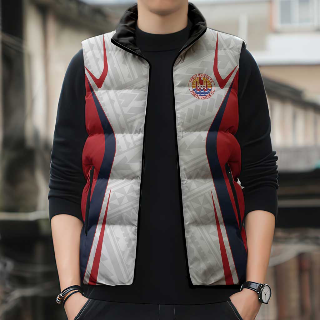 Custom Oceania Football Tahiti Sleeveless Puffer Jacket Polynesian Tribal Pattern