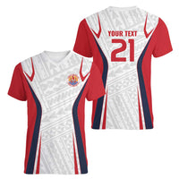 Custom Oceania Football Tahiti Women V-Neck T-Shirt Polynesian Tribal Pattern