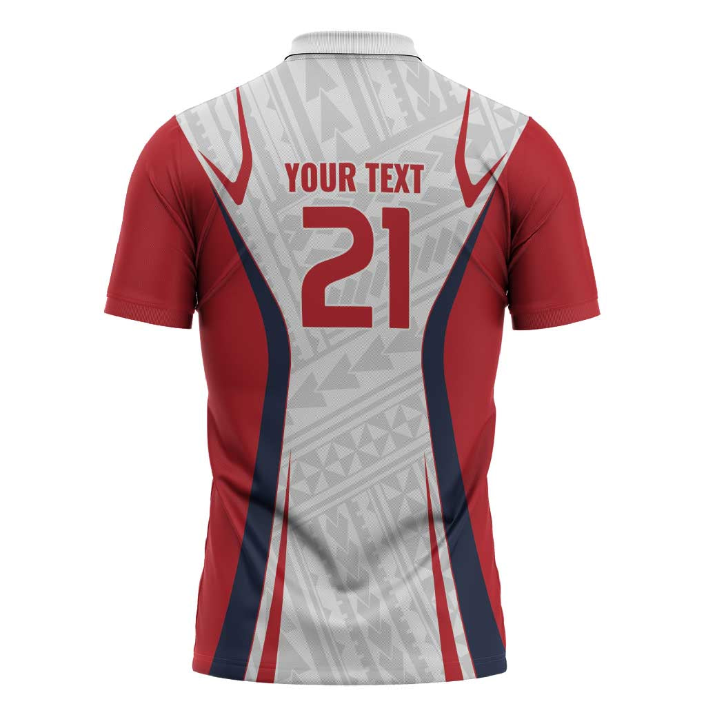 Custom Oceania Football Tahiti Zipper Polo Shirt Polynesian Tribal Pattern