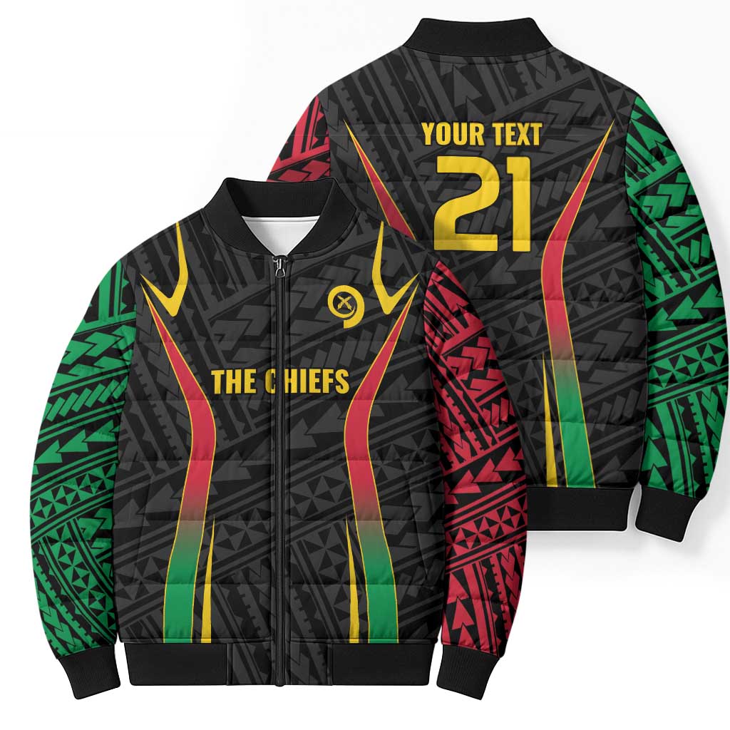Custom Oceania Football Vanuatu Bomber Puffer Jacket Polynesian Tribal Pattern