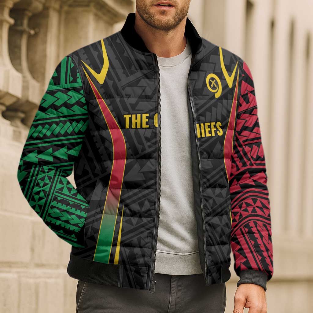 Custom Oceania Football Vanuatu Bomber Puffer Jacket Polynesian Tribal Pattern