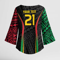 Custom Oceania Football Vanuatu Kimono Sleeve Blouse Polynesian Tribal Pattern