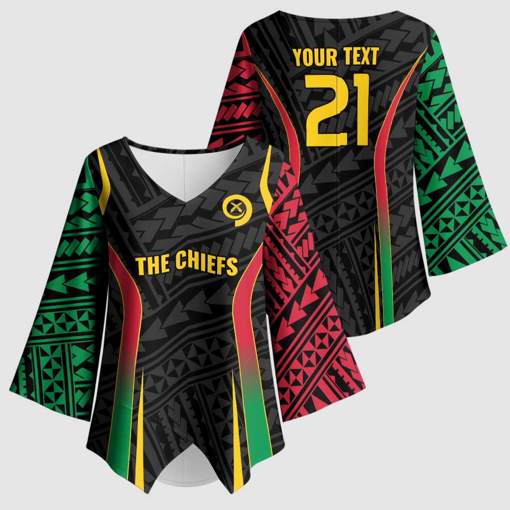 Custom Oceania Football Vanuatu Kimono Sleeve Blouse Polynesian Tribal Pattern